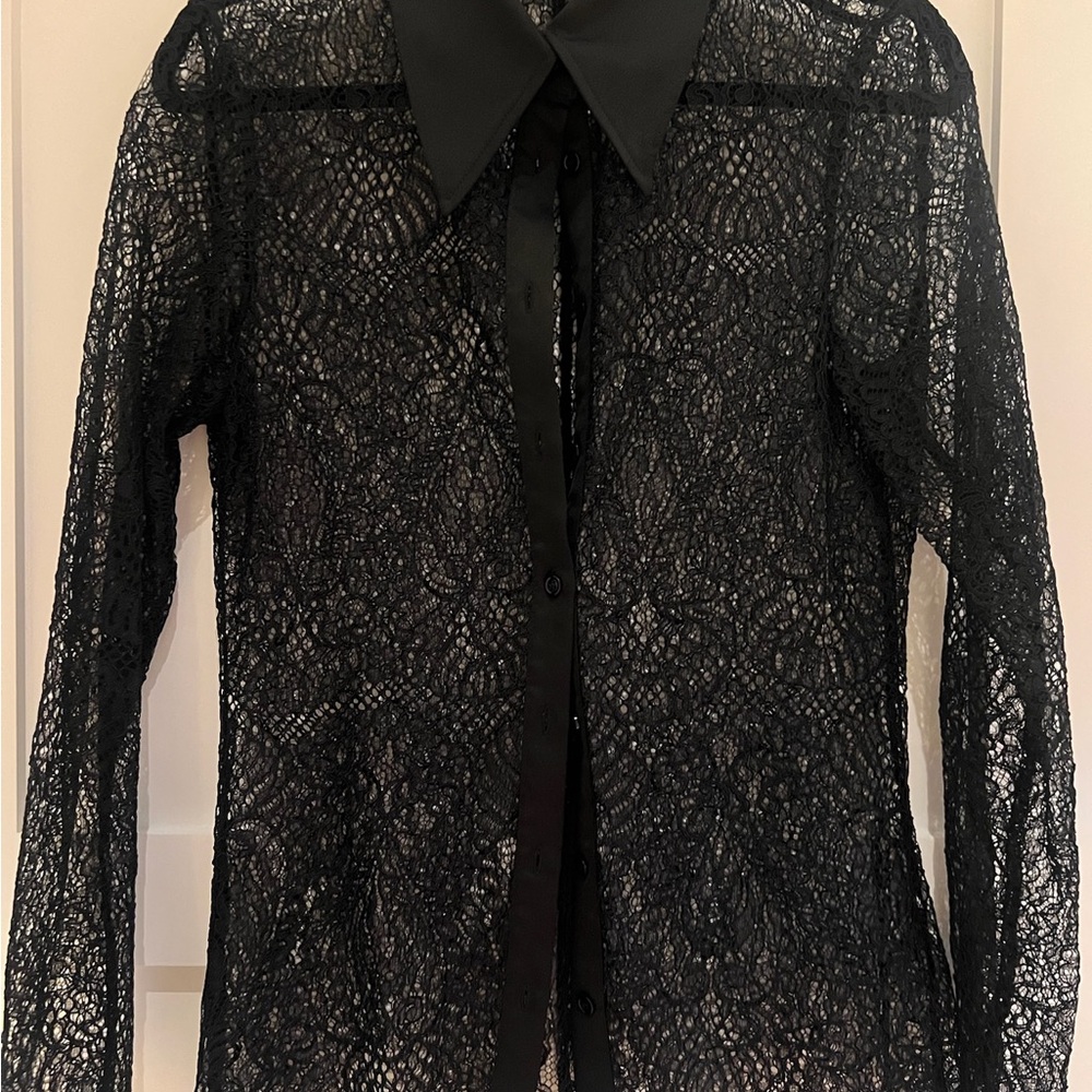 Zara Elegant Black Lace Women's Top Size Medium
